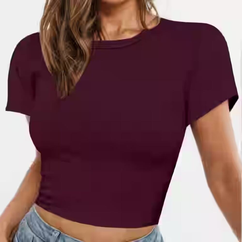 Forever 21 Burgundy Short Sleeve Sweater Top Small NEW